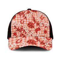 Mokihana Maile Ilima Leis Paniolo Palaka Mesh Trucker Cap Hawaiian Ulaula Spirit - Polynesian Pride