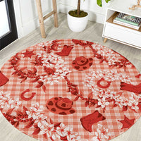 Mokihana Maile Ilima Leis Paniolo Palaka Round Carpet Hawaiian Ulaula Spirit - Polynesian Pride