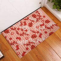 Mokihana Maile Ilima Leis Paniolo Palaka Rubber Doormat Hawaiian Ulaula Spirit - Polynesian Pride