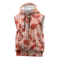 Mokihana Maile Ilima Leis Paniolo Palaka Sleeveless Zip Hoodie Hawaiian Ulaula Spirit LT9 Red - Polynesian Pride