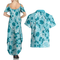 Mokihana Maile Ilima Leis Paniolo Palaka Couples Matching Summer Maxi Dress and Hawaiian Shirt Hawaiian Polu Opa Spirit LT9 - Polynesian Pride