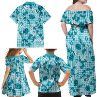 Mokihana Maile Ilima Leis Paniolo Palaka Family Matching Off Shoulder Maxi Dress and Hawaiian Shirt Hawaiian Polu Opa Spirit LT9 - Polynesian Pride