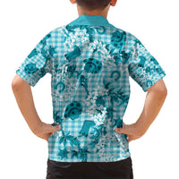 Mokihana Maile Ilima Leis Paniolo Palaka Family Matching Off Shoulder Short Dress and Hawaiian Shirt Hawaiian Polu Opa Spirit - Polynesian Pride