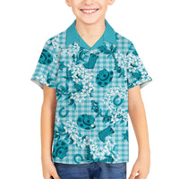Mokihana Maile Ilima Leis Paniolo Palaka Family Matching Short Sleeve Bodycon Dress and Hawaiian Shirt Hawaiian Polu Opa Spirit LT9 - Polynesian Pride