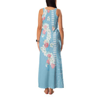 Blue Hawaii Anthurium Plumeria Lei Family Matching Tank Maxi Dress and Hawaiian Shirt