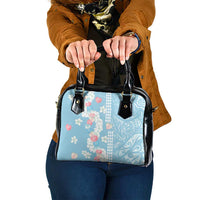 Blue Hawaii Anthurium Plumeria Lei Shoulder Handbag LT9 One Size Blue - Polynesian Pride