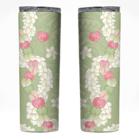 Leaf Green Hawaii Anthurium Plumeria Lei Skinny Tumbler