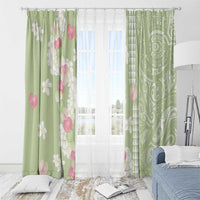 Leaf Green Hawaii Anthurium Plumeria Lei Window Curtain LT9 - Polynesian Pride