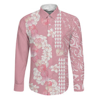 Soft Pink Hawaii Anthurium Plumeria Lei Family Matching Summer Maxi Dress and Hawaiian Shirt