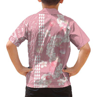 Soft Pink Hawaii Anthurium Plumeria Lei Family Matching Tank Maxi Dress and Hawaiian Shirt