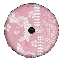 Soft Pink Hawaii Anthurium Plumeria Lei Spare Tire Cover