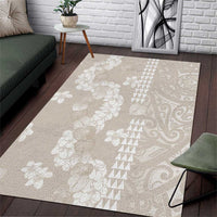 Suede Beige Hawaii Anthurium Plumeria Lei Area Rug LT9 Beige - Polynesian Pride