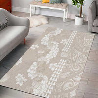 Suede Beige Hawaii Anthurium Plumeria Lei Area Rug LT9 - Polynesian Pride