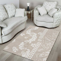 Suede Beige Hawaii Anthurium Plumeria Lei Area Rug LT9 - Polynesian Pride