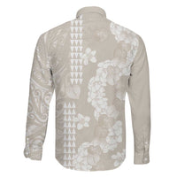 Suede Beige Hawaii Anthurium Plumeria Lei Family Matching Tank Maxi Dress and Hawaiian Shirt
