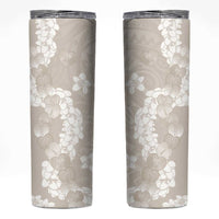 Suede Beige Hawaii Anthurium Plumeria Lei Skinny Tumbler