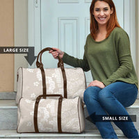 Suede Beige Hawaii Anthurium Plumeria Lei Travel Bag