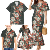 Hawaii Tartan With Hibiscus Family Matching Mermaid Dress and Hawaiian Shirt Polynesian Pattern Vintage