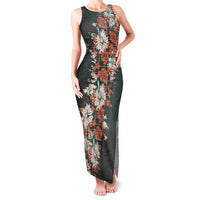 Hawaii Tartan With Hibiscus Family Matching Tank Maxi Dress and Hawaiian Shirt Polynesian Pattern Vintage LT9 Mom's Dress Dark Green - Polynesian Pride
