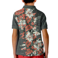 Hawaii Tartan With Hibiscus Kid Polo Shirt Polynesian Pattern Vintage