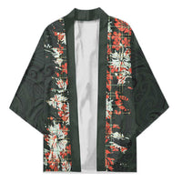 Hawaii Tartan With Hibiscus Kimono Polynesian Pattern Vintage LT9 Unisex Dark Green - Polynesian Pride