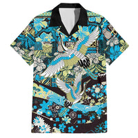 Japanese Hawaiian Crane Hawaiian Shirt Blue Tapa Patchwork Pattern LT9 Blue - Polynesian Pride