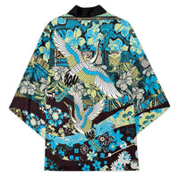 Japanese Hawaiian Crane Kimono Blue Tapa Patchwork Pattern LT9 - Polynesian Pride