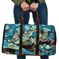 Japanese Hawaiian Crane Travel Bag Blue Tapa Patchwork Pattern LT9 Blue - Polynesian Pride