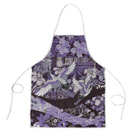 Japanese Hawaiian Crane Apron Purple Tapa Patchwork Pattern