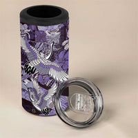 Japanese Hawaiian Crane 4 in 1 Can Cooler Tumbler Purple Tapa Patchwork Pattern