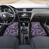 Japanese Hawaiian Crane Car Mats Purple Tapa Patchwork Pattern LT9 Set 2pcs - Front Purple - Polynesian Pride