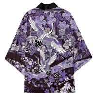 Japanese Hawaiian Crane Kimono Purple Tapa Patchwork Pattern LT9 - Polynesian Pride