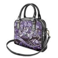 Japanese Hawaiian Crane Shoulder Handbag Purple Tapa Patchwork Pattern LT9 - Polynesian Pride