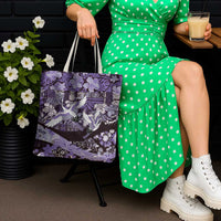 Japanese Hawaiian Crane Tote Bag Purple Tapa Patchwork Pattern