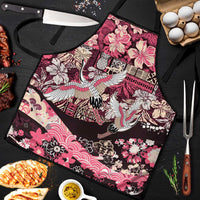 Japanese Hawaiian Crane Apron Soft Pink Tapa Patchwork Pattern