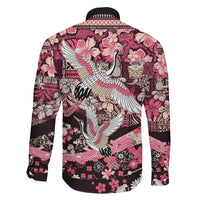Japanese Hawaiian Crane Family Matching Off Shoulder Maxi Dress and Hawaiian Shirt Soft Pink Tapa Patchwork Pattern