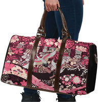 Japanese Hawaiian Crane Travel Bag Soft Pink Tapa Patchwork Pattern LT9 - Polynesian Pride