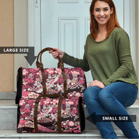 Japanese Hawaiian Crane Travel Bag Soft Pink Tapa Patchwork Pattern LT9 - Polynesian Pride