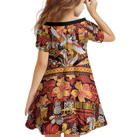 Japanese Hawaiian Crane Family Matching Summer Maxi Dress and Hawaiian Shirt Yellow Ochre Tapa Patchwork Pattern LT9 - Polynesian Pride