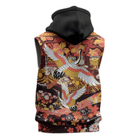 Japanese Hawaiian Crane Sleeveless Hoodie Yellow Ochre Tapa Patchwork Pattern LT9 - Polynesian Pride