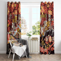 Japanese Hawaiian Crane Window Curtain Yellow Ochre Tapa Patchwork Pattern LT9 - Polynesian Pride