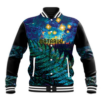 Matariki Te Tau Hou Maori Baseball Jacket New Zealand Silver Fern Night Starry Sky LT9 Unisex Black - Polynesian Pride