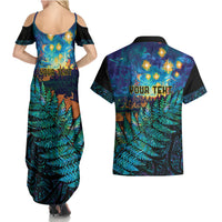Matariki Te Tau Hou Maori Couples Matching Summer Maxi Dress and Hawaiian Shirt New Zealand Silver Fern Night Starry Sky