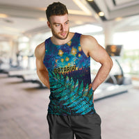 Matariki Te Tau Hou Maori Men Tank Top New Zealand Silver Fern Night Starry Sky LT9 Black - Polynesian Pride