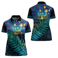 Matariki Te Tau Hou Maori Women Polo Shirt New Zealand Silver Fern Night Starry Sky LT9 - Polynesian Pride