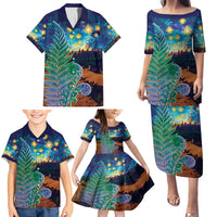 Personalised New Zealand Matariki Art Star Family Matching Puletasi and Hawaiian Shirt Koru Fern Night Starry Sky LT9 - Polynesian Pride