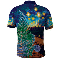 Personalised New Zealand Matariki Art Star Polo Shirt Koru Fern Night Starry Sky LT9 - Polynesian Pride