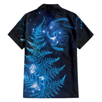 New Zealand Matariki Family Matching Off The Shoulder Long Sleeve Dress and Hawaiian Shirt Blue Milky Way Stars Night Sky
