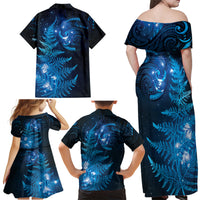 New Zealand Matariki Family Matching Off Shoulder Maxi Dress and Hawaiian Shirt Blue Milky Way Stars Night Sky LT9 - Polynesian Pride