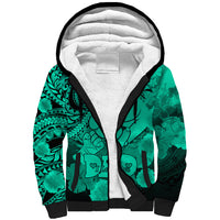 Personalised Polynesian Pride Happy Father Day Sherpa Hoodie I Love You Dad - Polynesian Tribal Green LT9 Unisex Green - Polynesian Pride